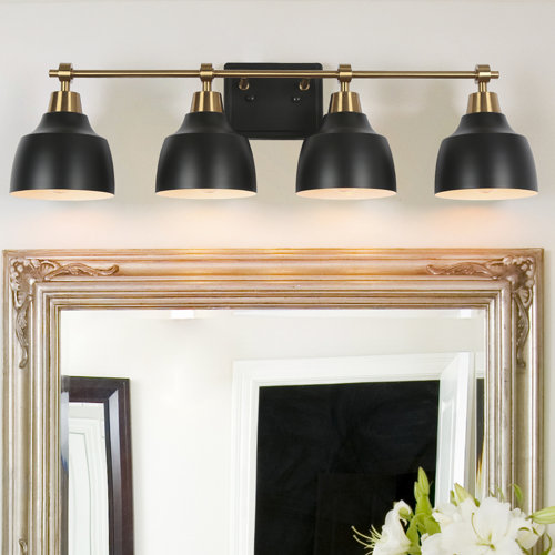 17 Stories Escarment 4 Light Black and Gold Vanity Light & Reviews